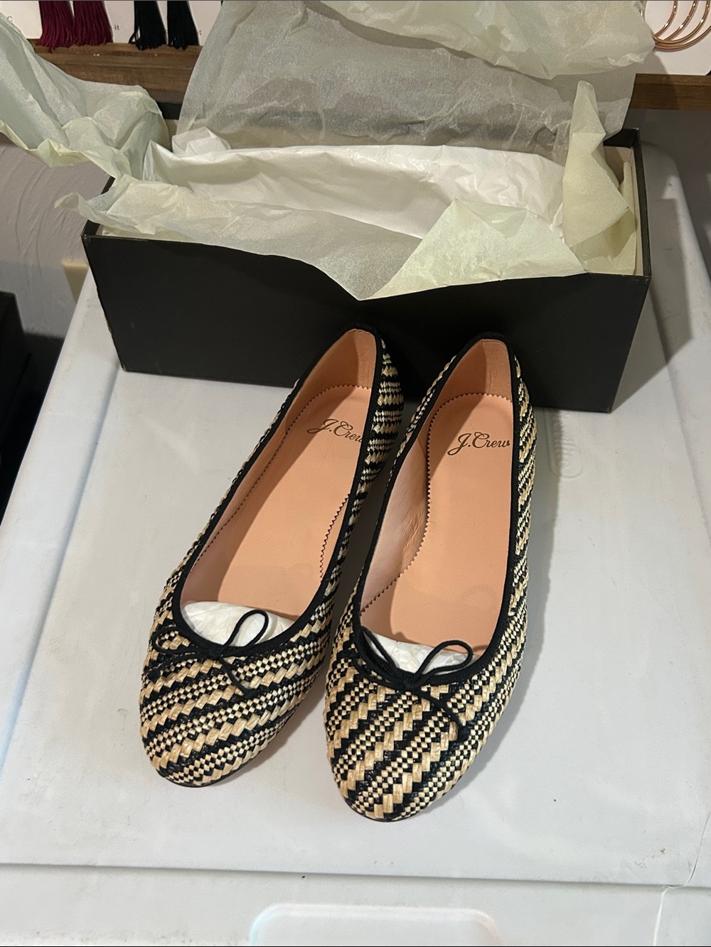 J. Crew Women's‎ Kiki Ballet Flats in Raffia Stripe - Picture 5 of 6